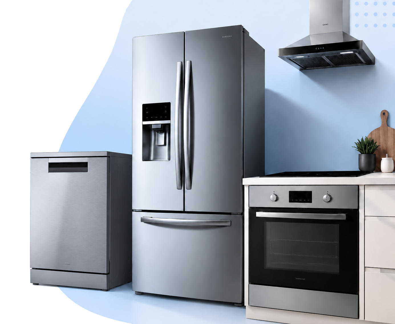 Appareils électroménagers, lave-vaisselle, réfrigérateur, four et hotte